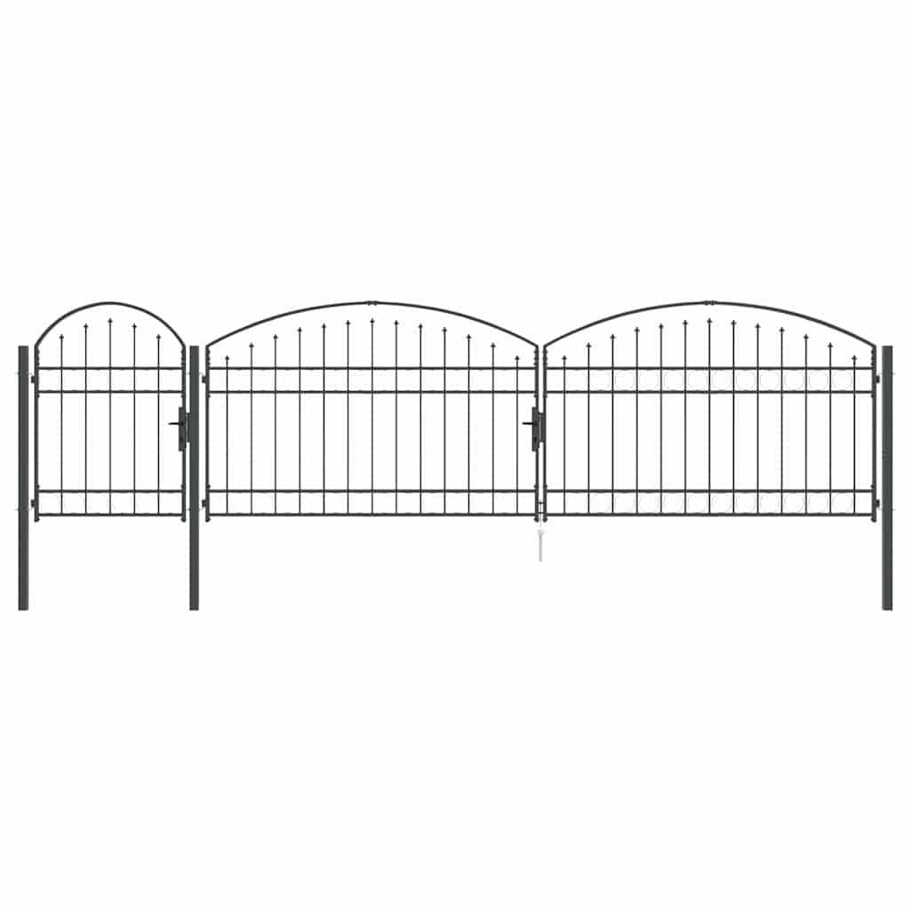 Garden Gate with Arched Top Grey 500 x 75 cm
