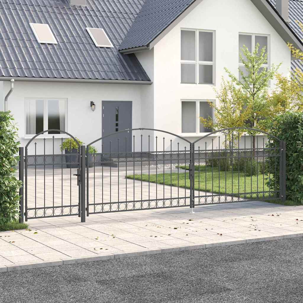 Dārza žoga vārti ar arkveida augšu Pelēki 500 x 100 cm