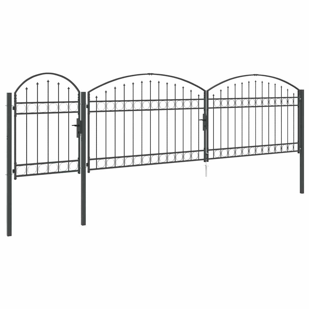 Dārza žoga vārti ar arkveida augšu Pelēki 500 x 100 cm