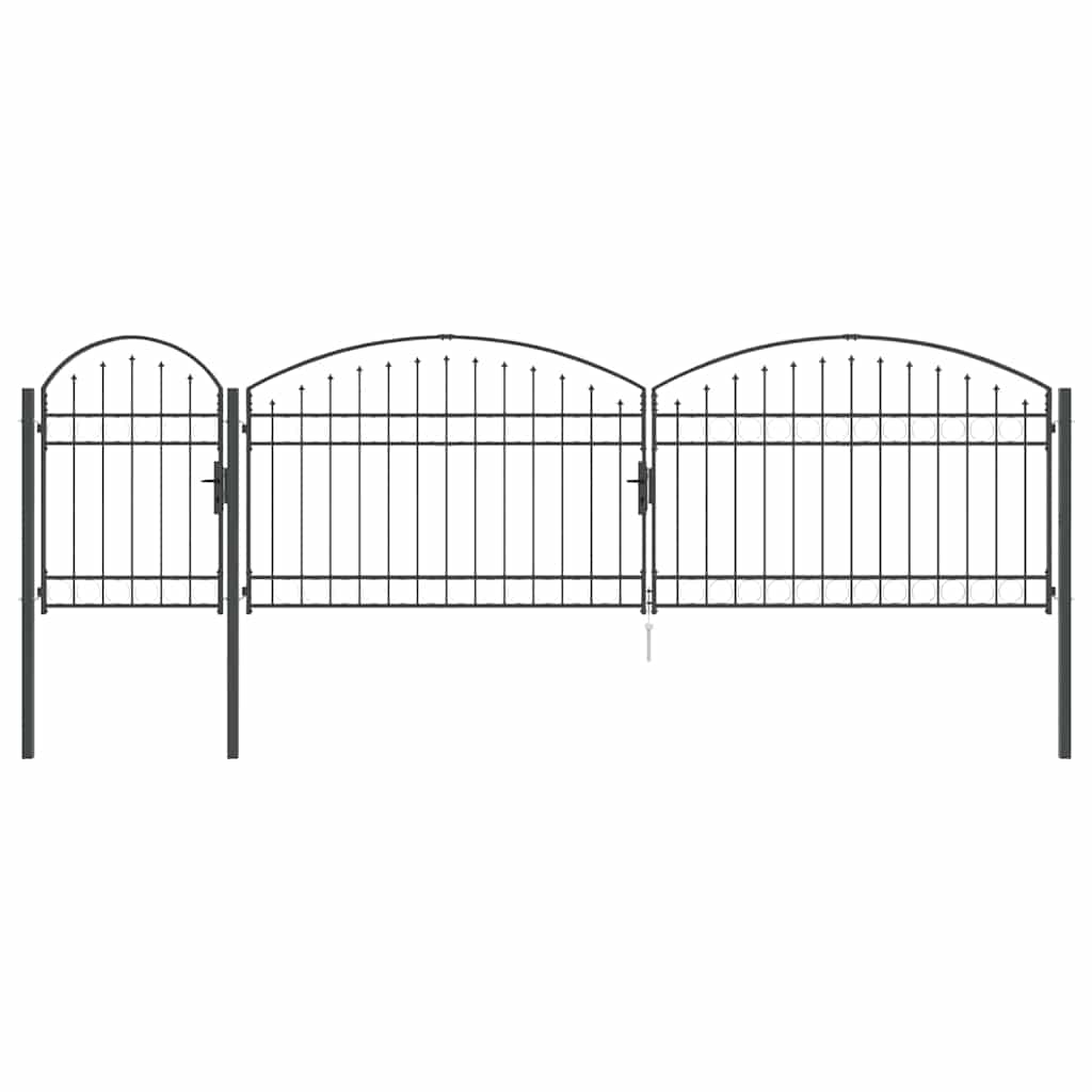 Dārza žoga vārti ar arkveida augšu Pelēki 500 x 100 cm