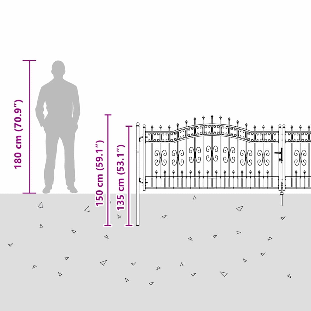 Žogs ar smailiem galiem pelēks 404 x 100 cm tērauds