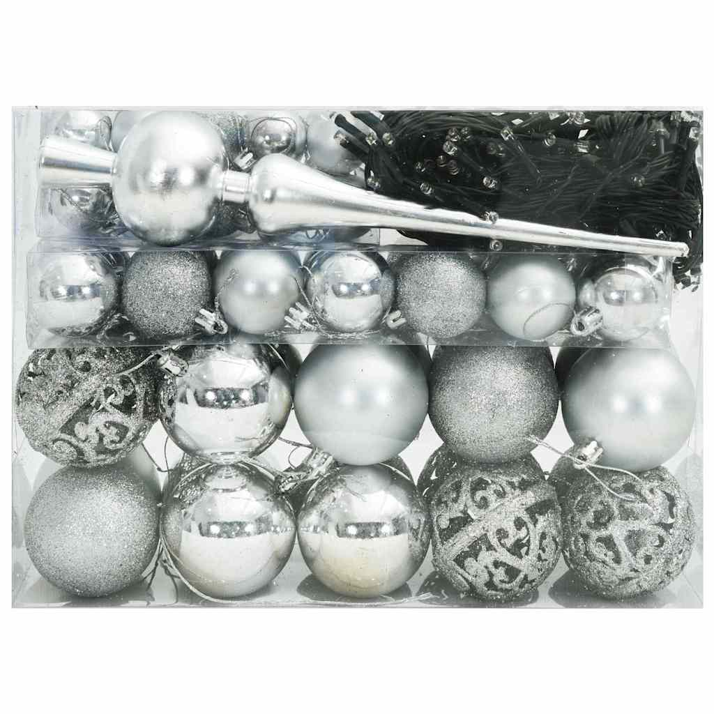Kalėdinių Kraitės Rinkinys su 150 LED 61 pcs Sidabro Plastmasė