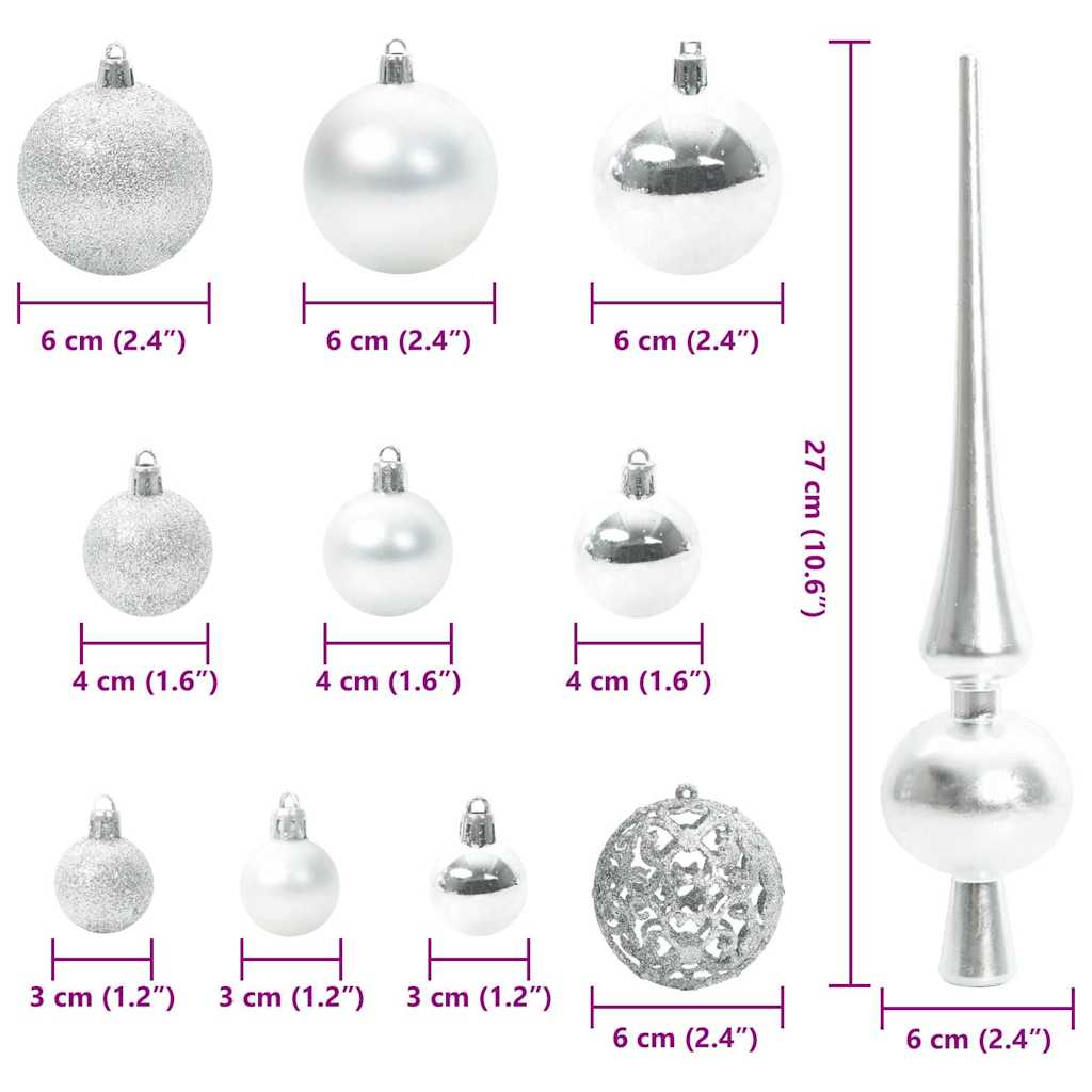 Kalėdinių Kraitės Rinkinys su 150 LED 61 pcs Sidabro Plastmasė