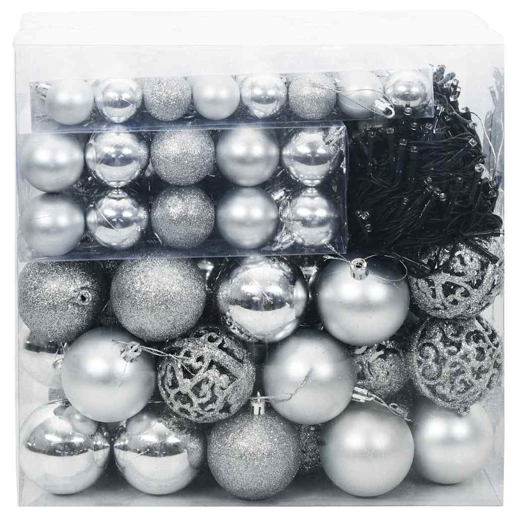 Kalėdinių Kraitės Rinkinys su 300 LED 120 pcs Sidabro Plastmasė SNOWHEART