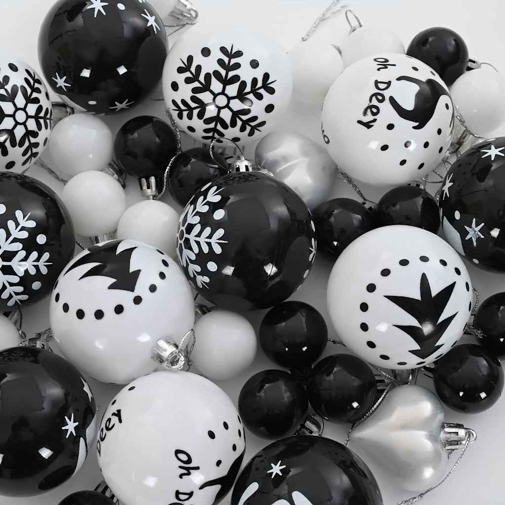 Kalėdinių Kraitės Rinkinys 40 pcs Juoda ir Balta Plastmasė