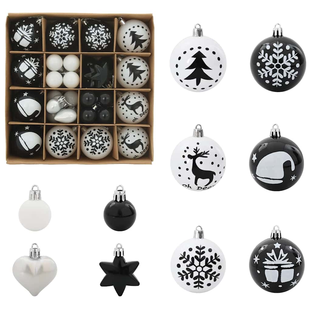 Kalėdinių Kraitės Rinkinys 40 pcs Juoda ir Balta Plastmasė