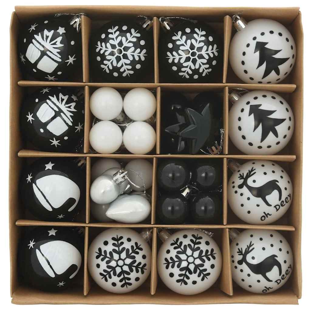Kalėdinių Kraitės Rinkinys 40 pcs Juoda ir Balta Plastmasė