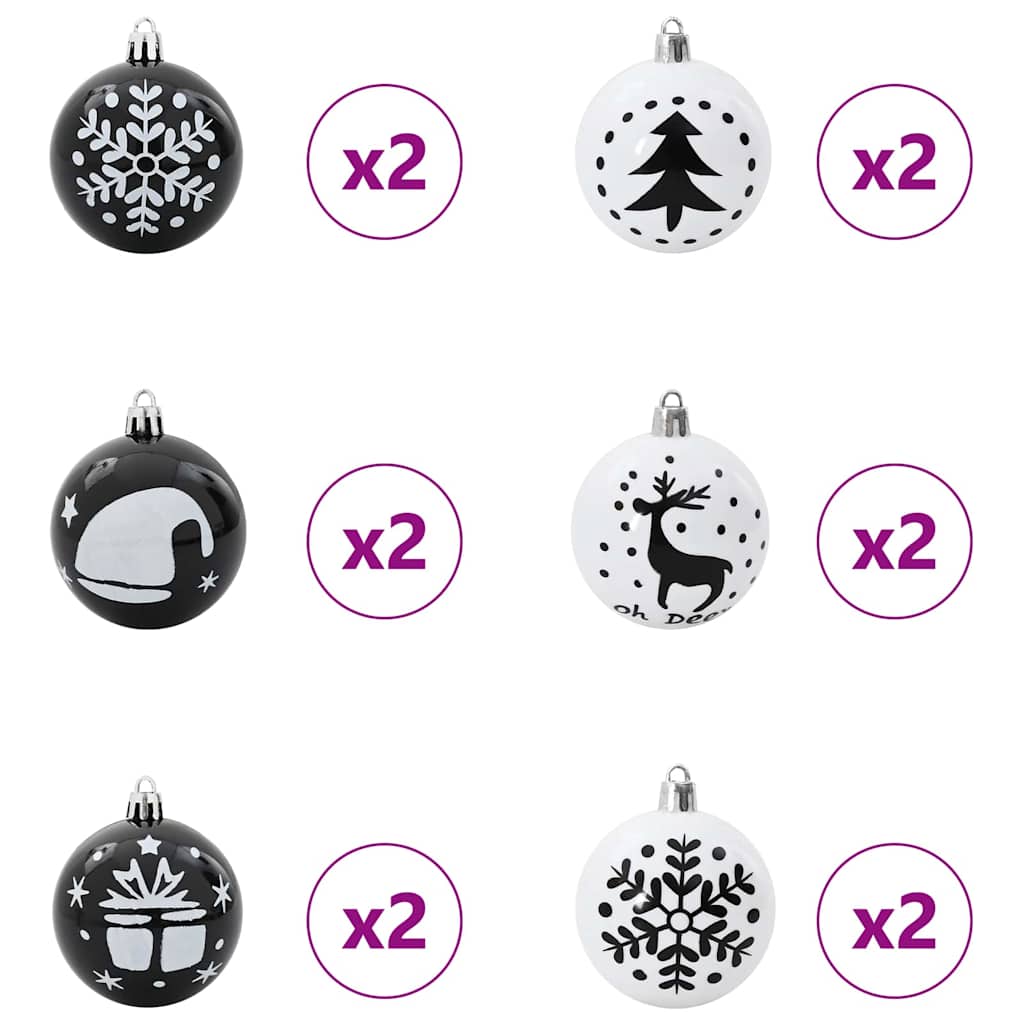 Kalėdinių Kraitės Rinkinys 40 pcs Juoda ir Balta Plastmasė