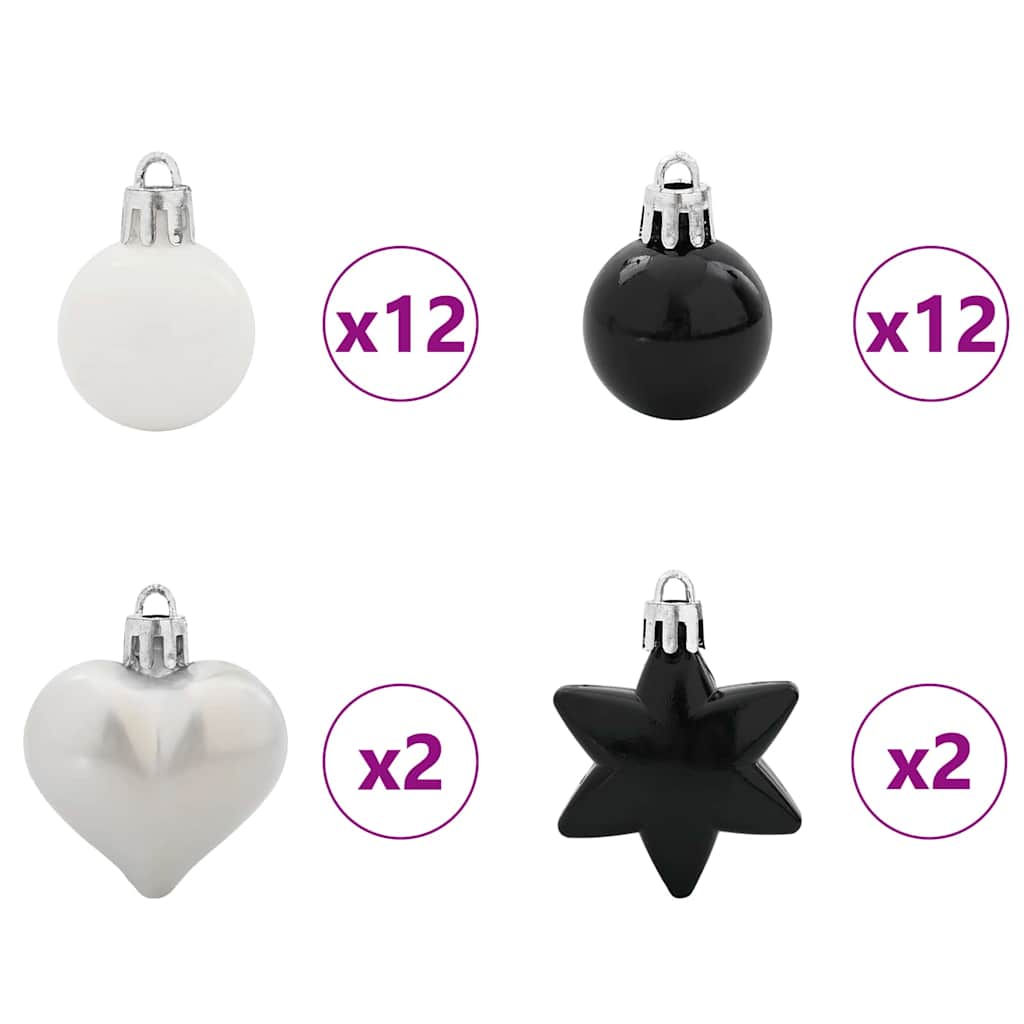 Kalėdinių Kraitės Rinkinys 40 pcs Juoda ir Balta Plastmasė