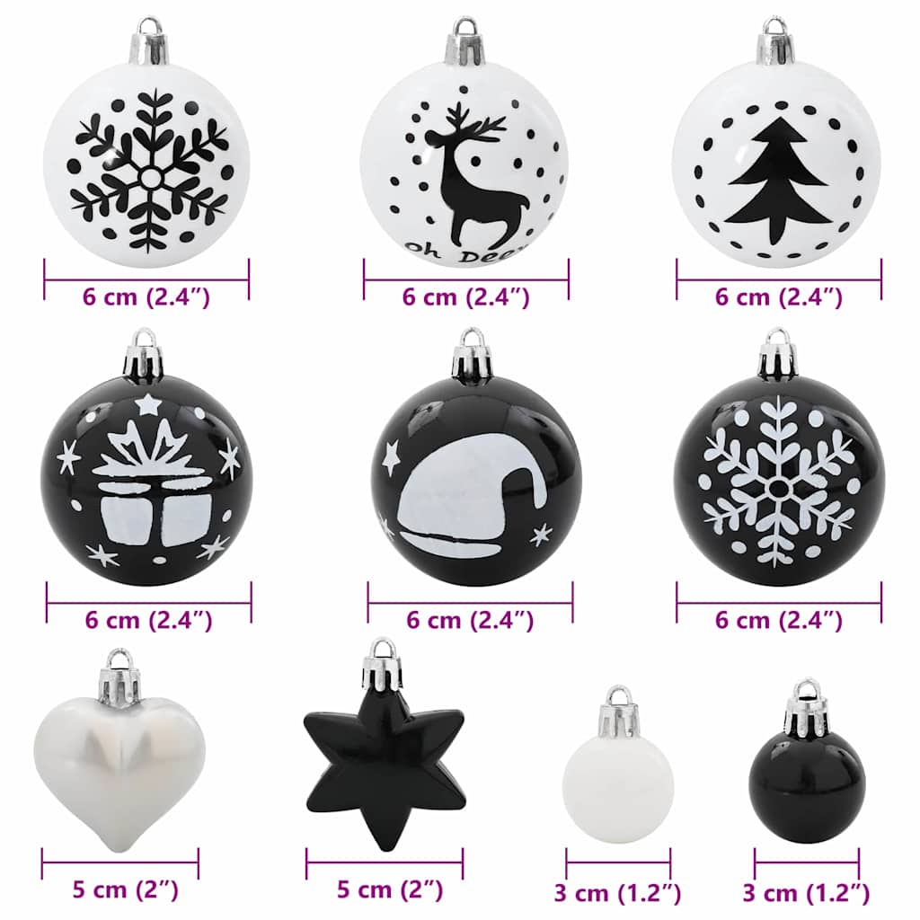 Kalėdinių Kraitės Rinkinys 40 pcs Juoda ir Balta Plastmasė