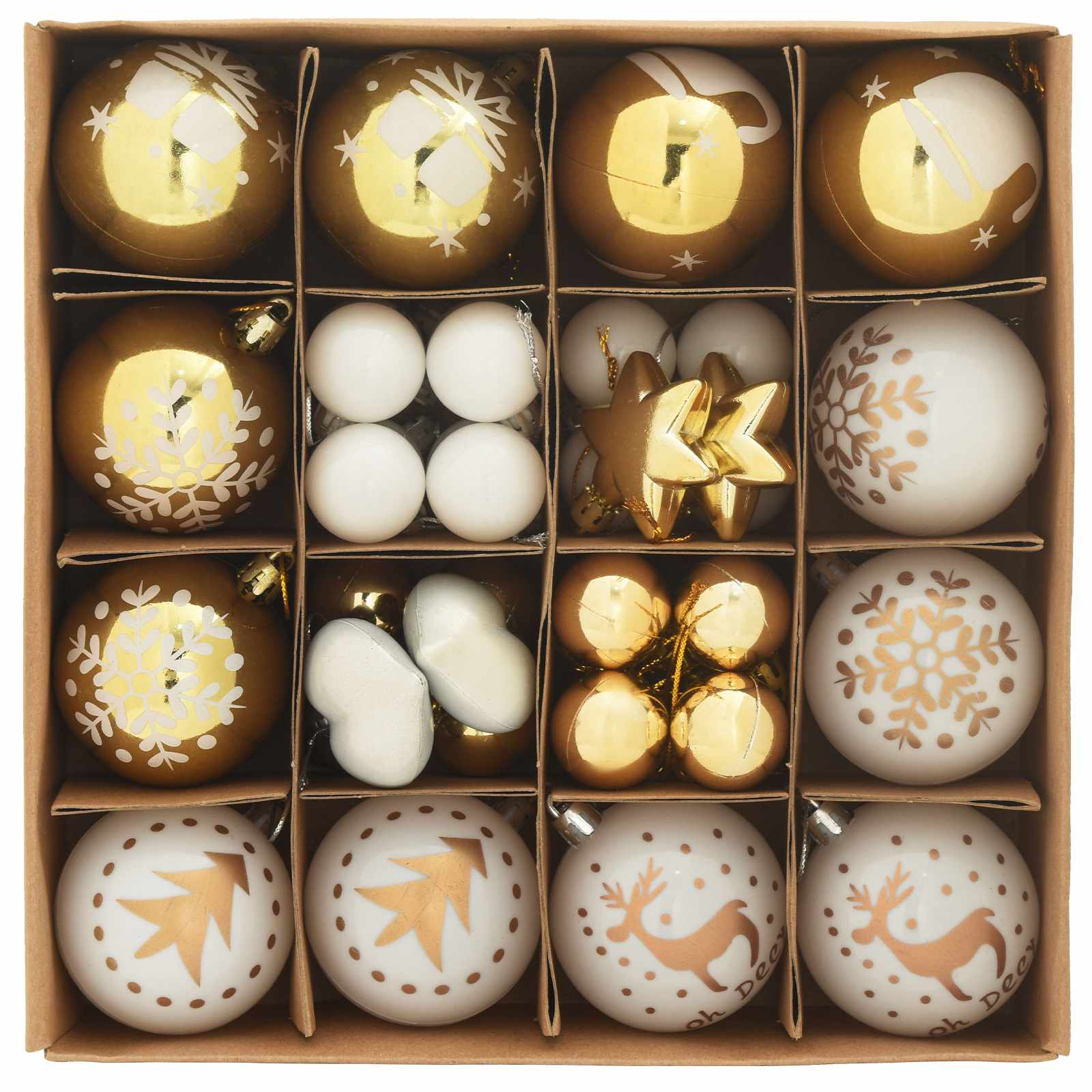 Kalėdinių Kraitės Rinkinys 40 pcs Balta ir auksinė Plastmasė