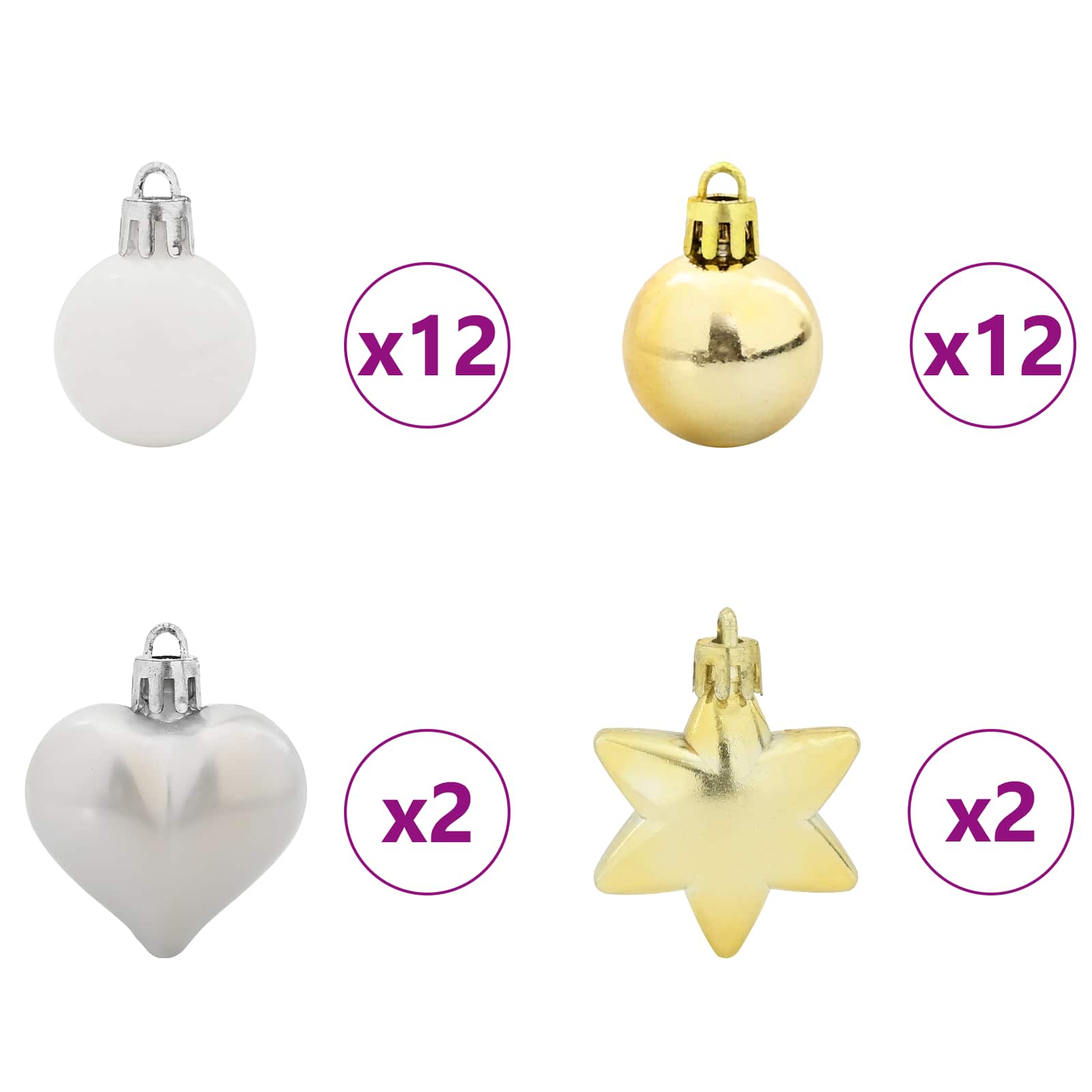 Kalėdinių Kraitės Rinkinys 40 pcs Balta ir auksinė Plastmasė