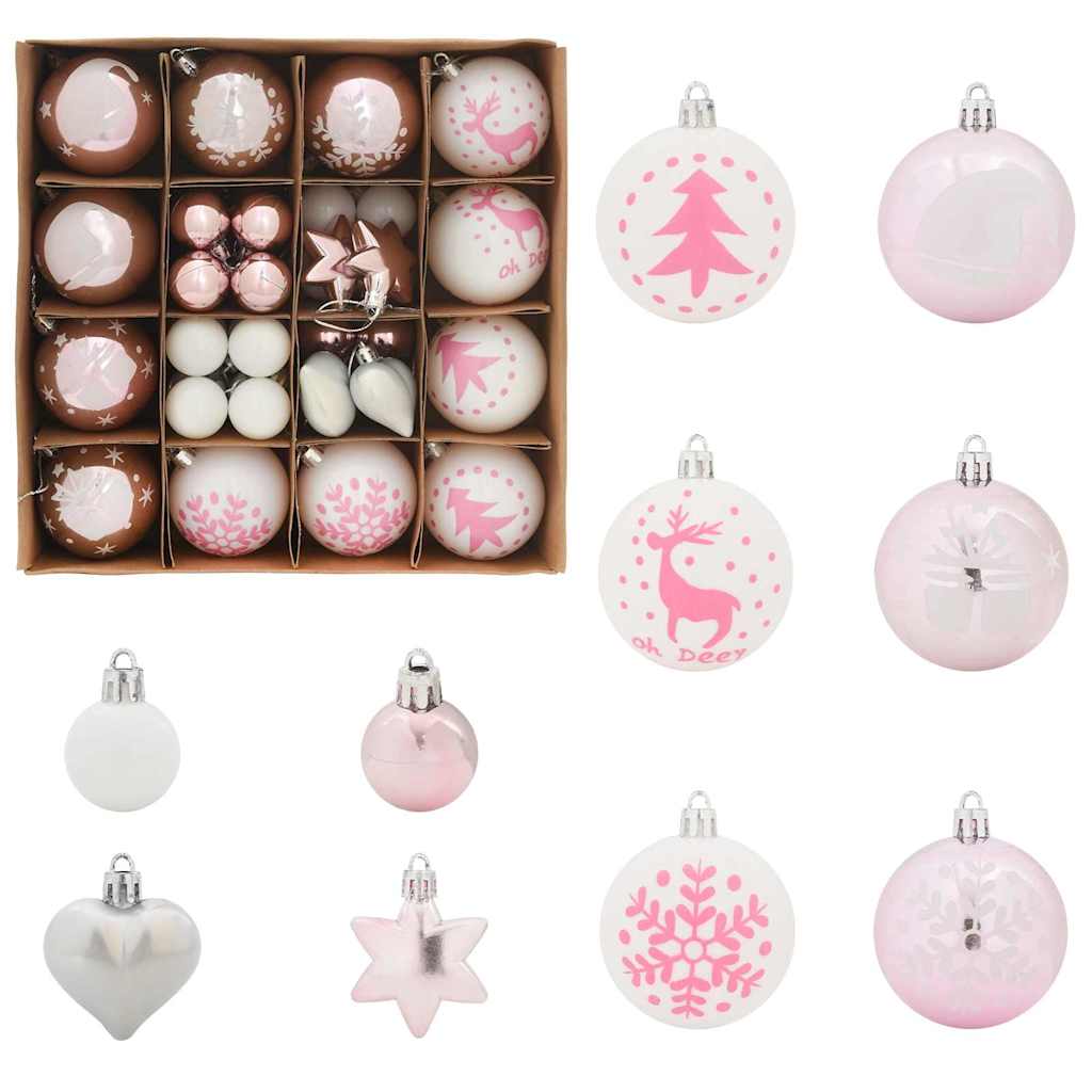 Kalėdinių Kraitės Rinkinys 40 pcs Balta ir rožinė Plastmasė