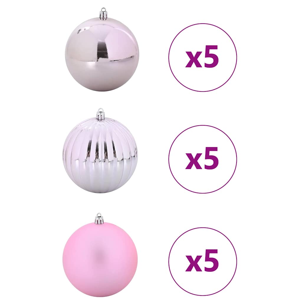 Kalėdų Burbulų Rinkinys XL 15 vnt. Rožinė Ø 10 cm Plastmasė