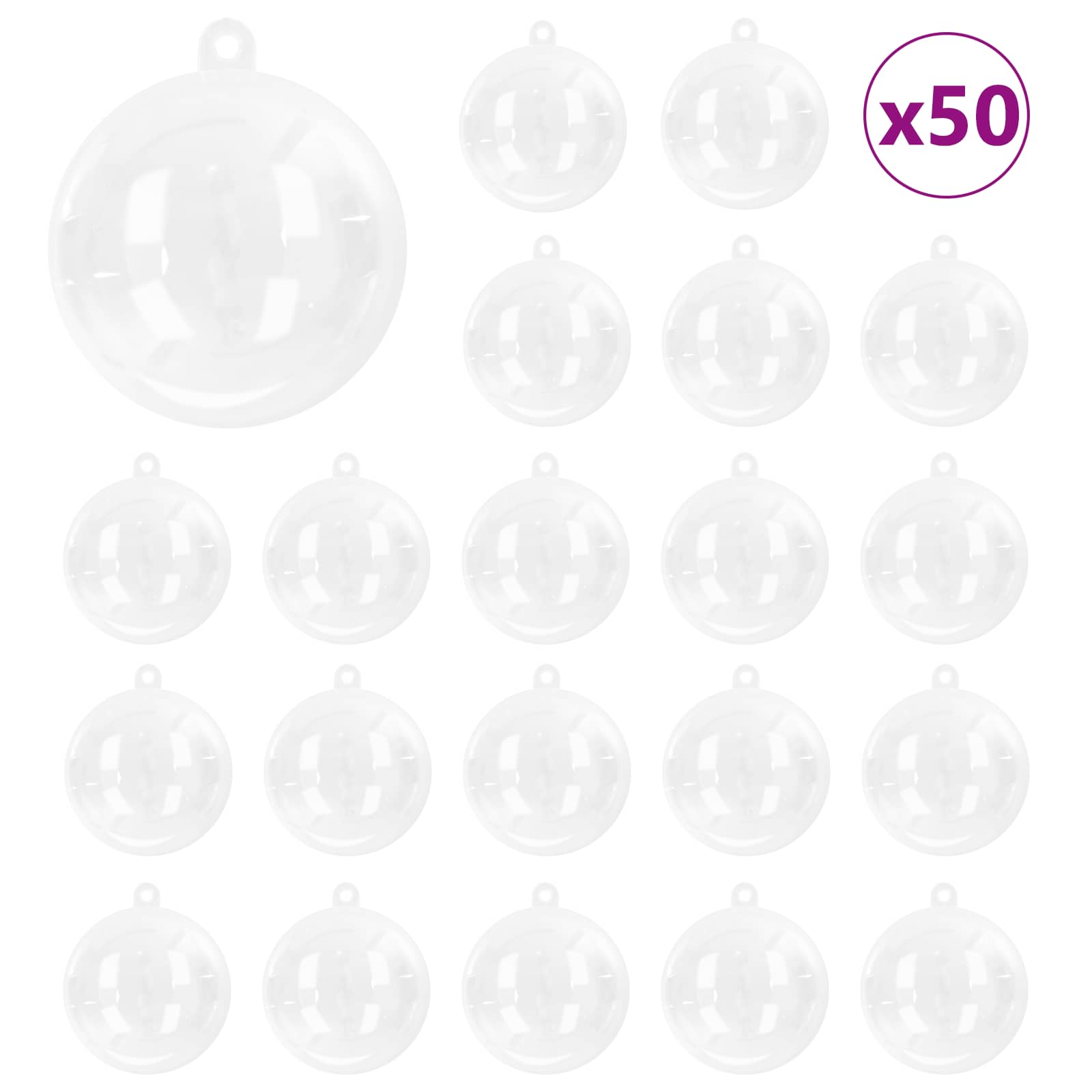 Kalėdinių Kraitės Rinkinys 50 pcs Skaidrus Ø 5 cm