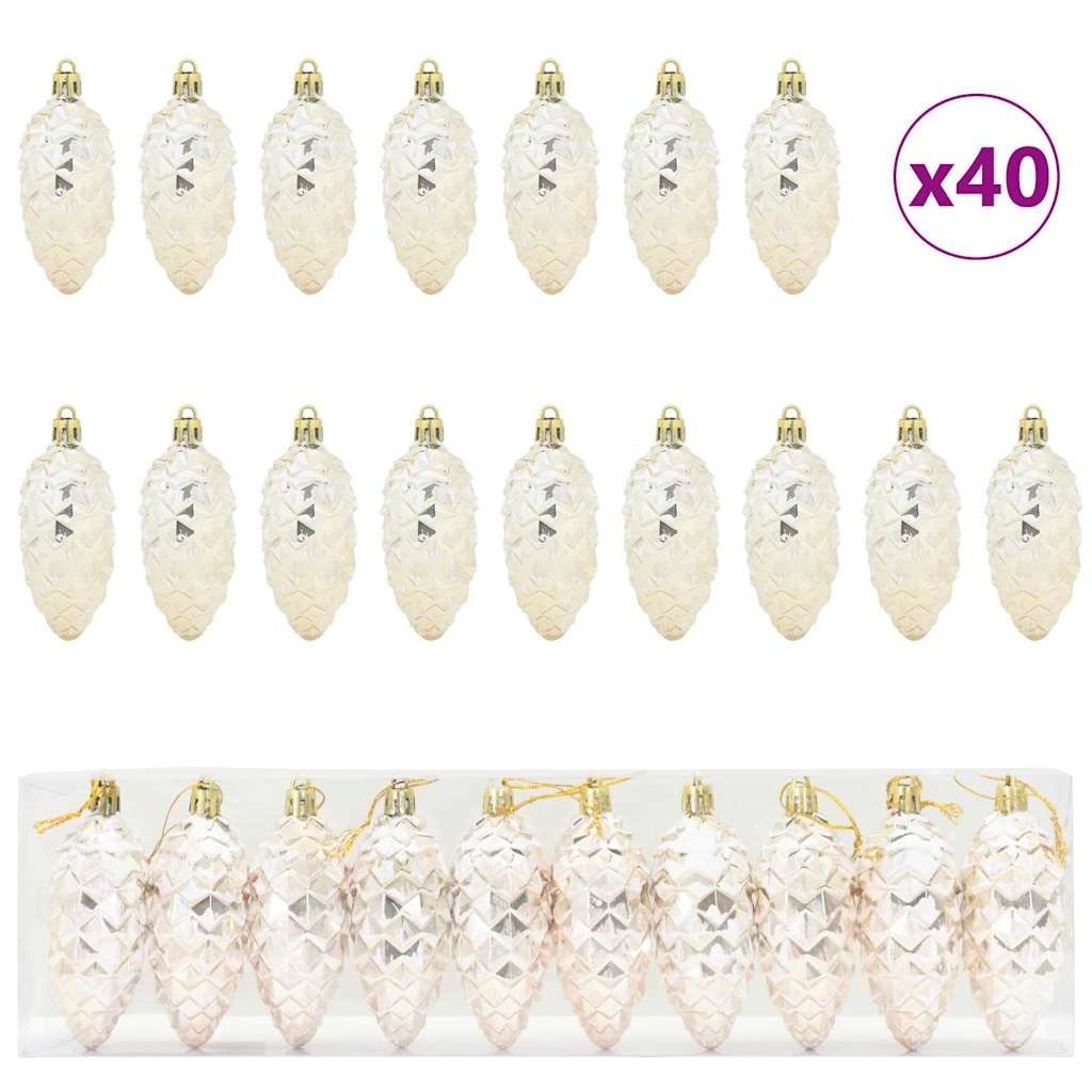 Kalėdų puošmena su pušų kankorėžiais 40 pcs šampano Plastmasė