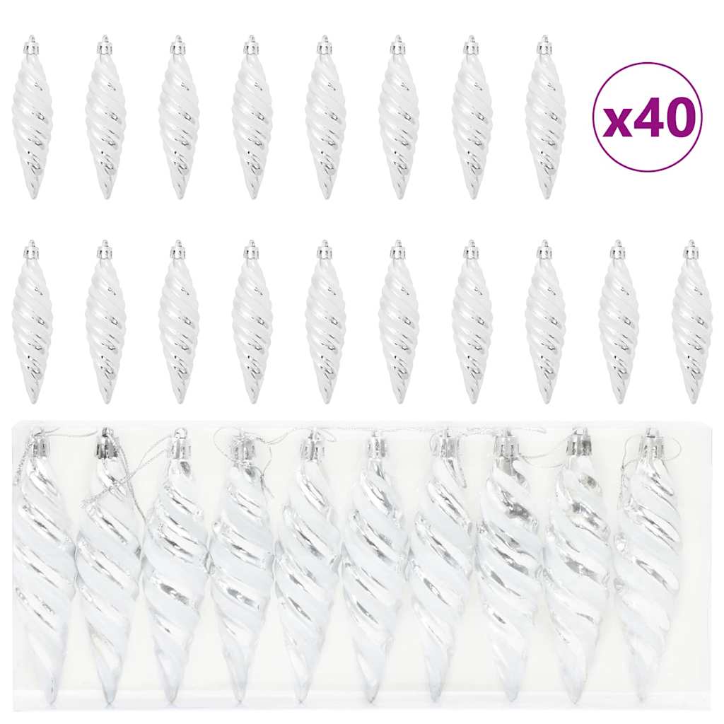 Kalėdinis spiralinis kamuolys 40 pcs Sidabro Plastmasė