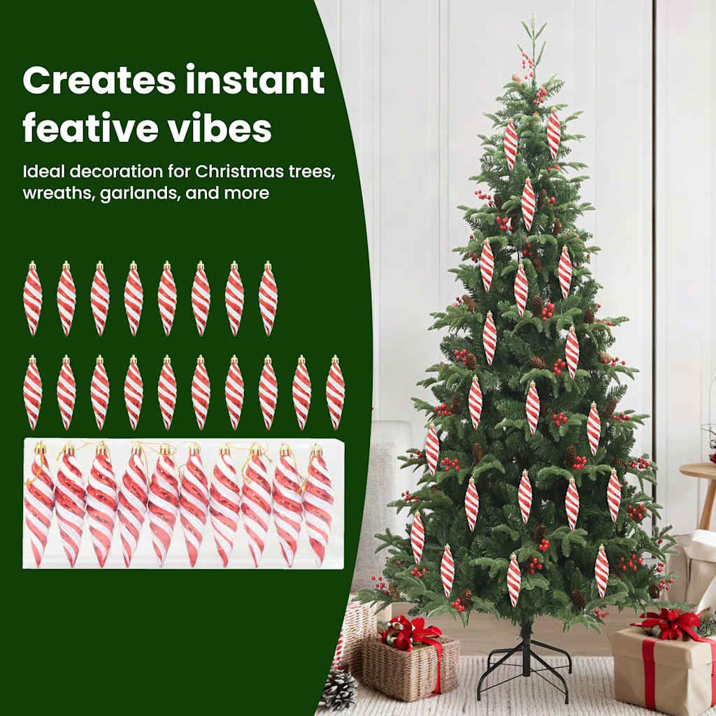 Christmas Spiral Ball 40 pcs Red Plastic