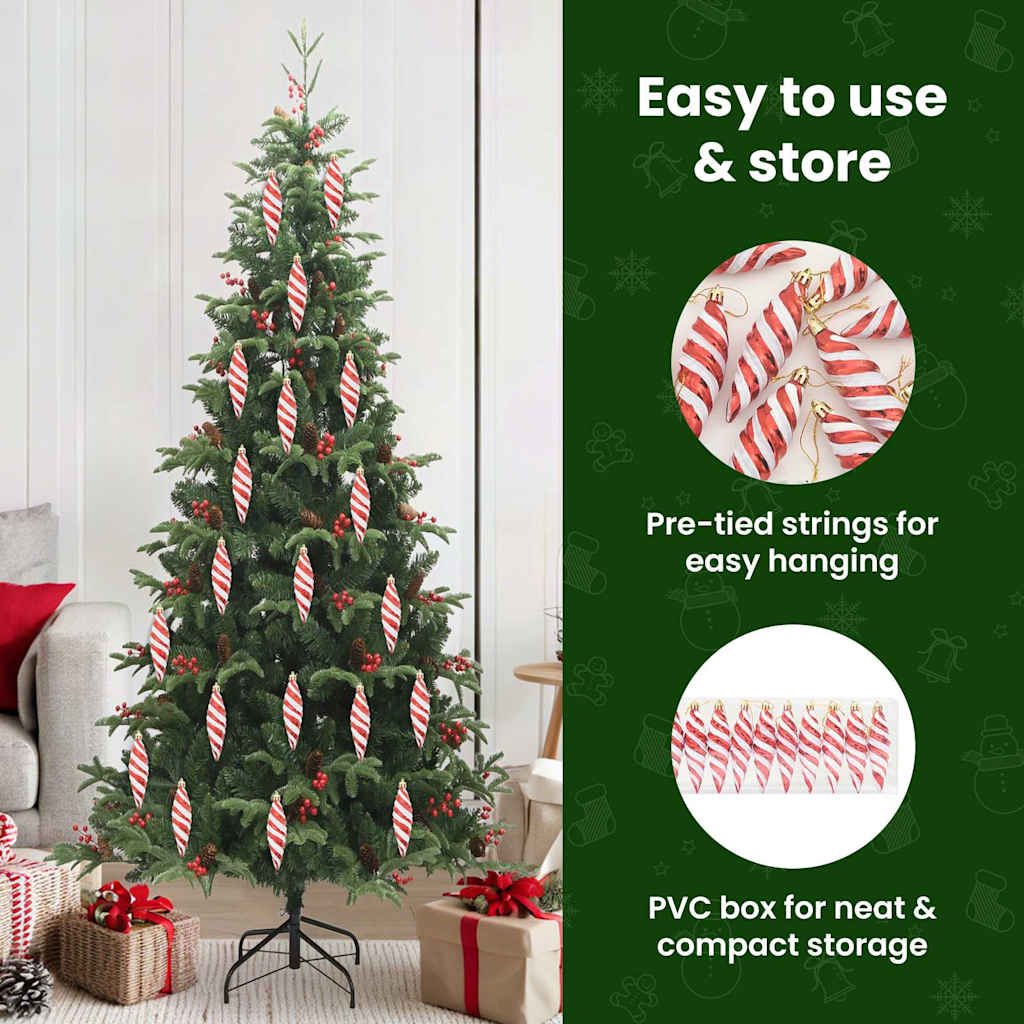 Christmas Spiral Ball 40 pcs Red Plastic