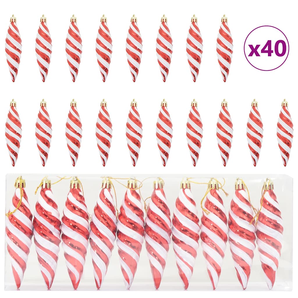 Christmas Spiral Ball 40 pcs Red Plastic