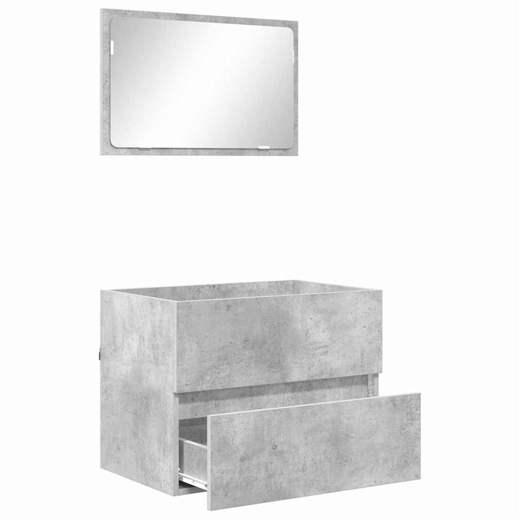 Vannas istabas mēbeļu komplekts ar atvilktnēm, betona pelēks, 60 x 38,3 x 45 cm