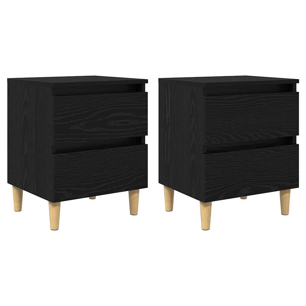 Bedside Cabinets with Drawers 2 pcs Black Oak 40 x 35 x 50 cm