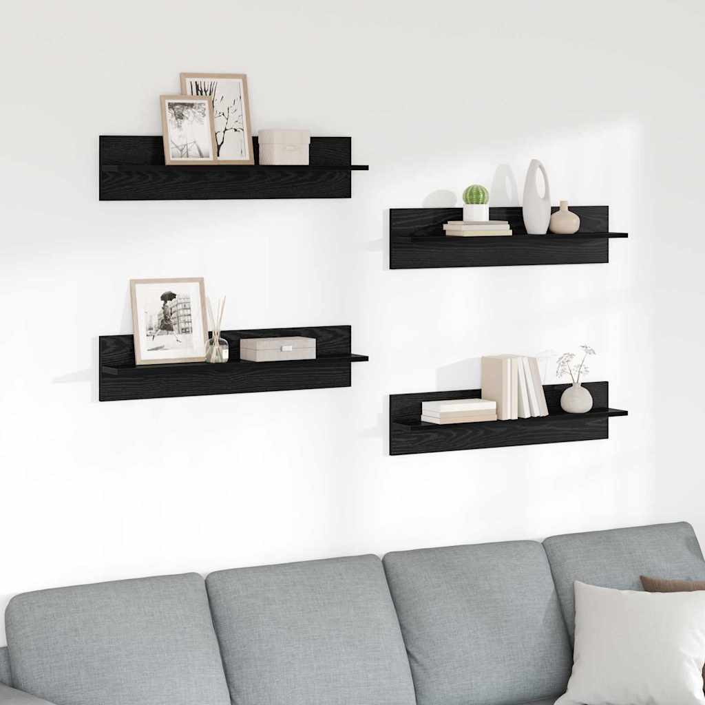 Wall Shelves 4 pcs Black oak 80 x 11.5 x 18 cm