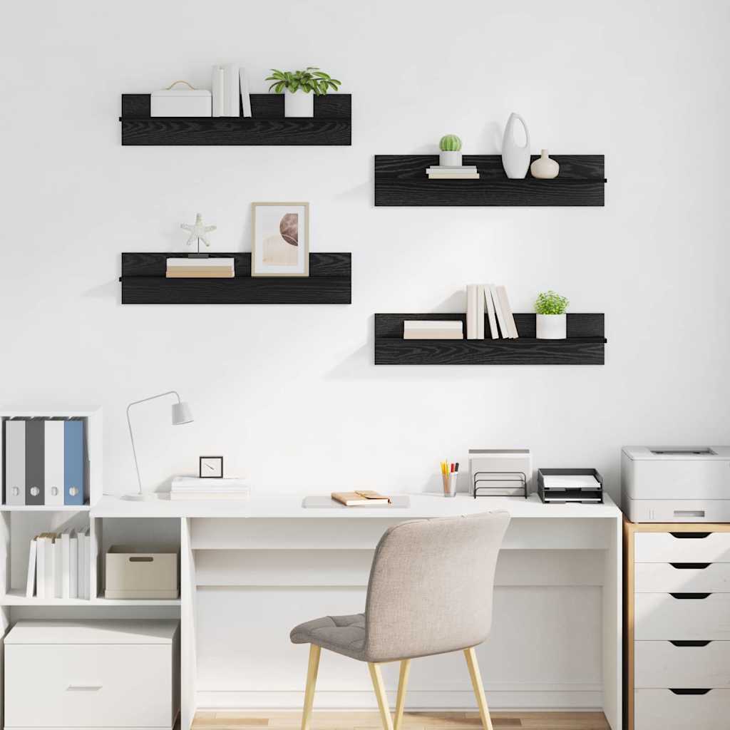 Wall Shelves 4 pcs Black oak 80 x 11.5 x 18 cm