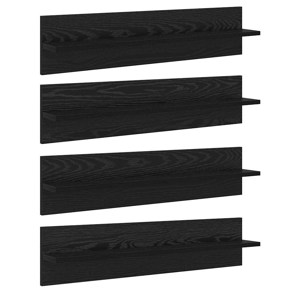 Wall Shelves 4 pcs Black oak 80 x 11.5 x 18 cm
