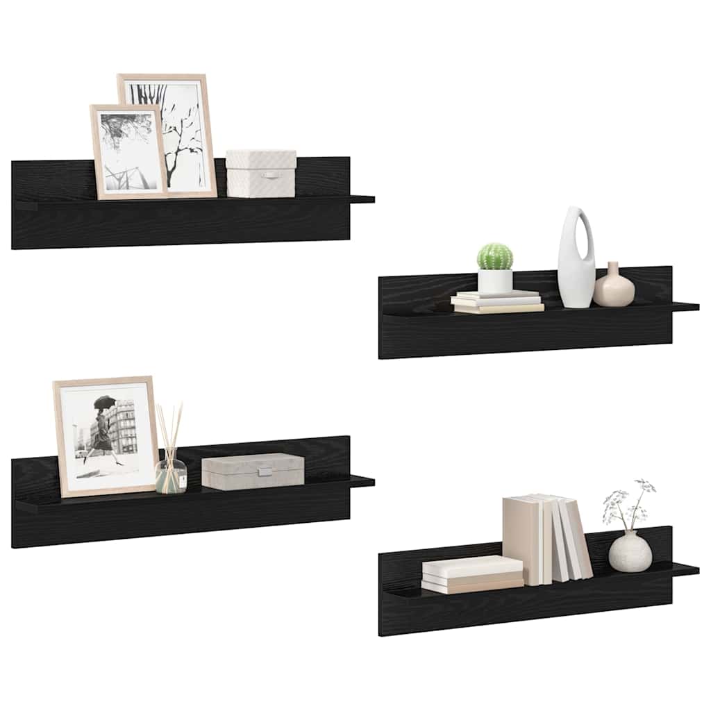 Wall Shelves 4 pcs Black oak 80 x 11.5 x 18 cm