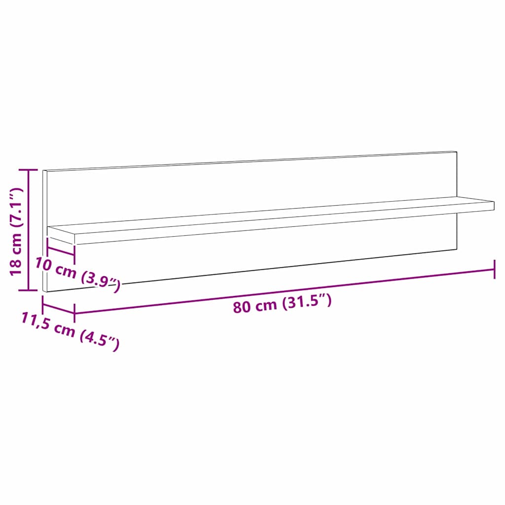 Wall Shelves 4 pcs Black oak 80 x 11.5 x 18 cm