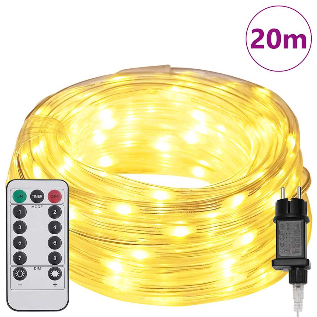 Virvės Šviesa su 480 LED Šilta balta 20 m PVC GLITTER