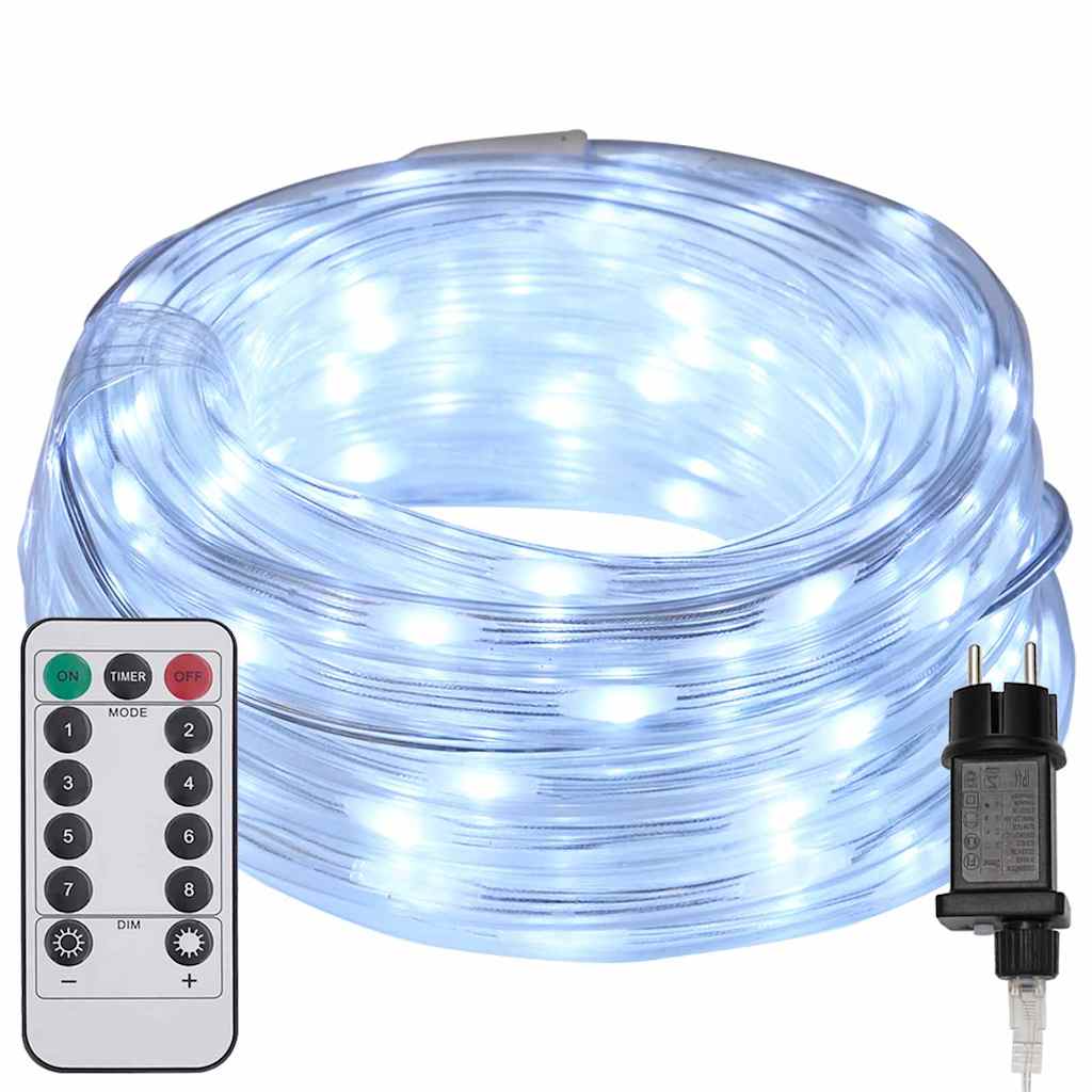 Auklas gaisma ar 1200 LED auksti baltu gaismu, 50 m, PVC ar spīdumiem