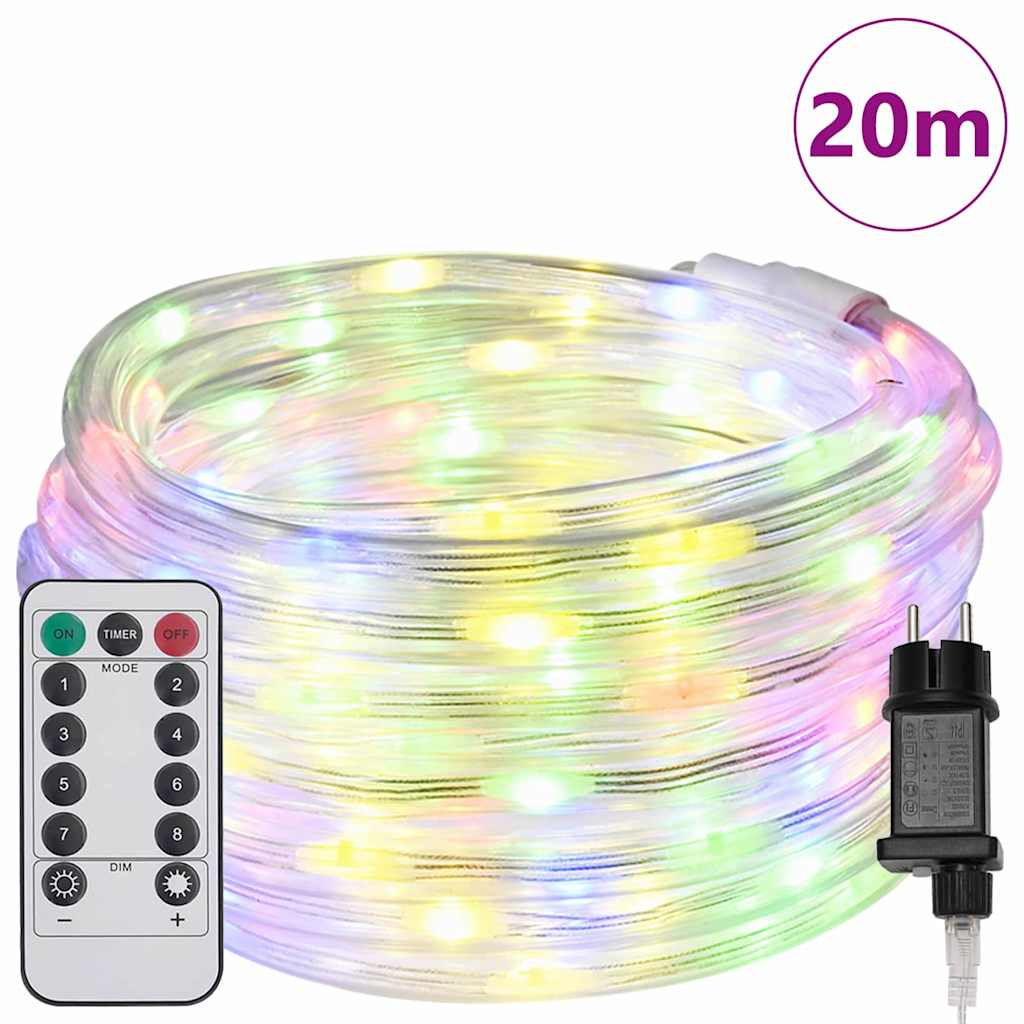 Virves gaisma ar 480 LED daudzkrāsaina 20 m PVC GLITTER