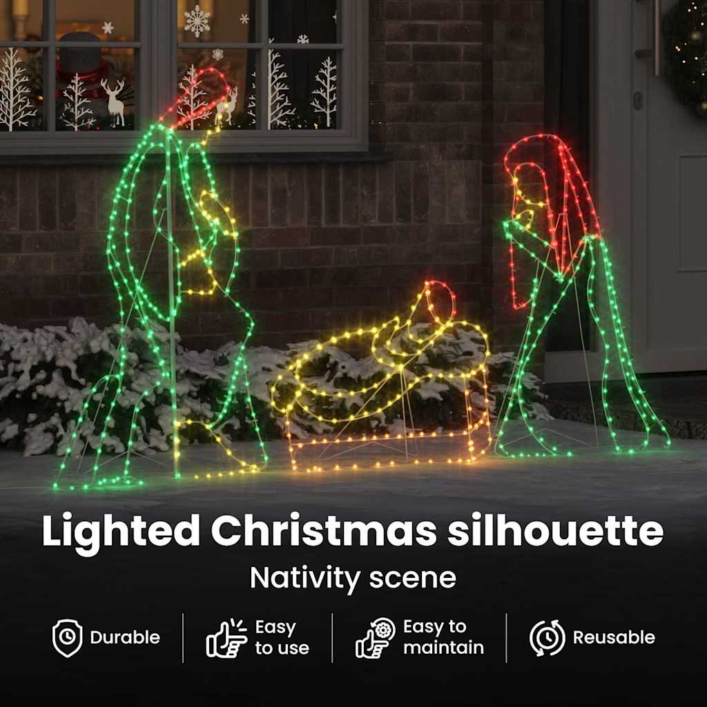 Apšviesta Kūčių scena su 550 LED Įvairiaspalvis 112 x 72 cm PVC