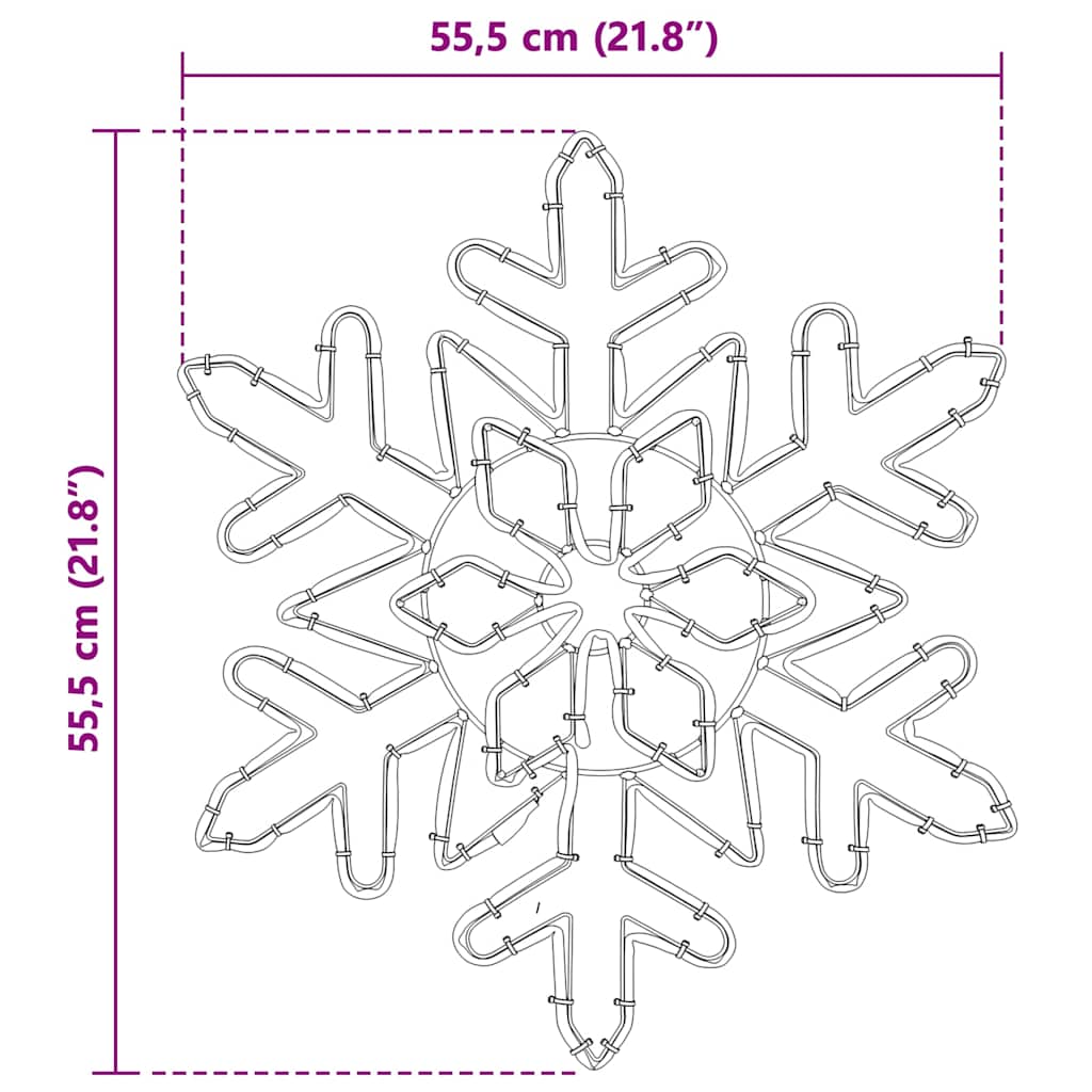 Kalėdinis snaigė su 156 LED Mėlyna 55.5 x 55.5 x 0.75cm PVC