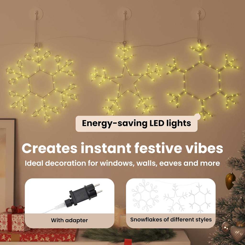 Ziemassvētku sniegpārsla ar 252 silti baltām LED gaismām, 45 x 38 cm, PVC