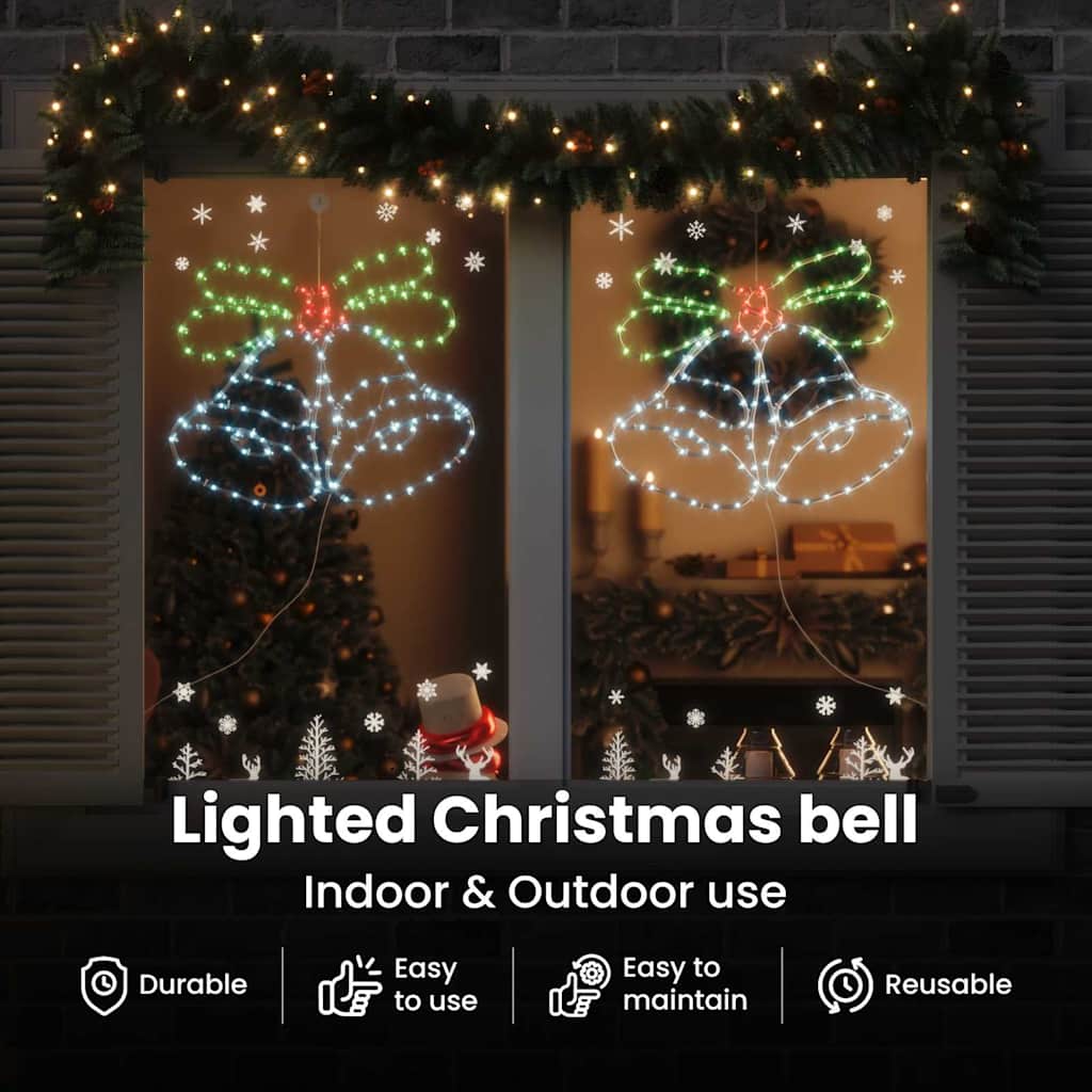 Kalėdų skambutis su 144 LED Įvairiaspalvis 56 x 46 cm PVC