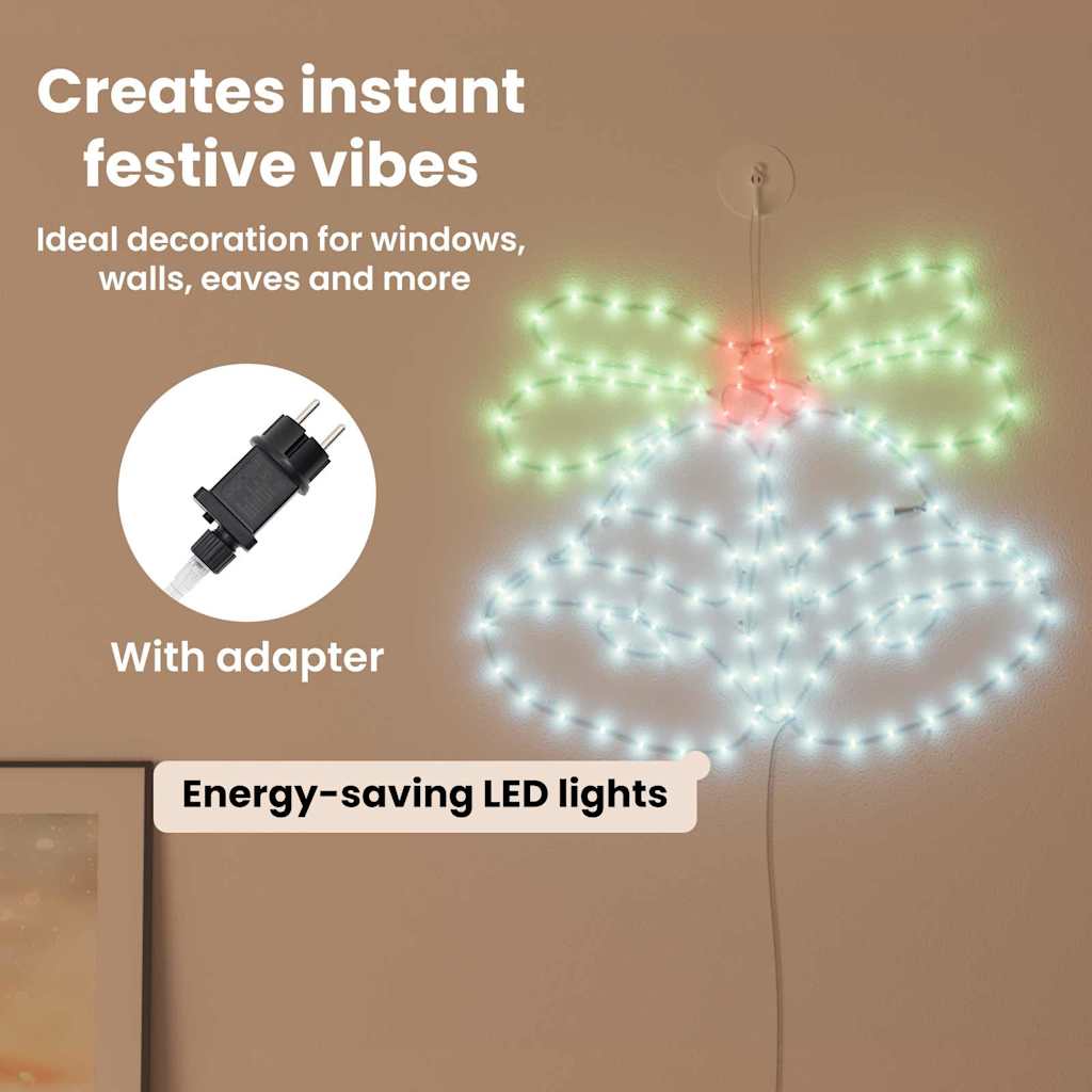 Kalėdų skambutis su 144 LED Įvairiaspalvis 56 x 46 cm PVC