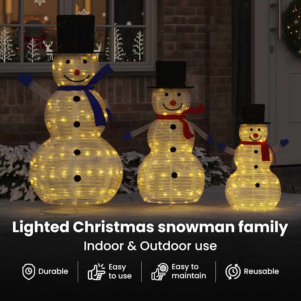 Kalėdų Snieguolių Šeima su 270 LED 3 pcs Šilta balta audinys