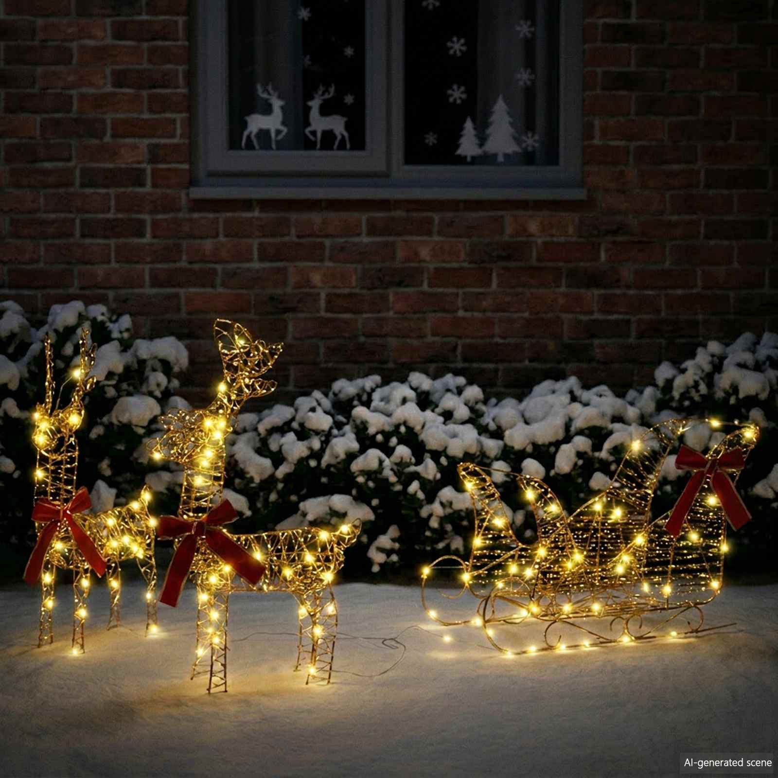 Elnių tempimo roges su 160 LED Šilta balta 30 x 12 x 55 cm PET