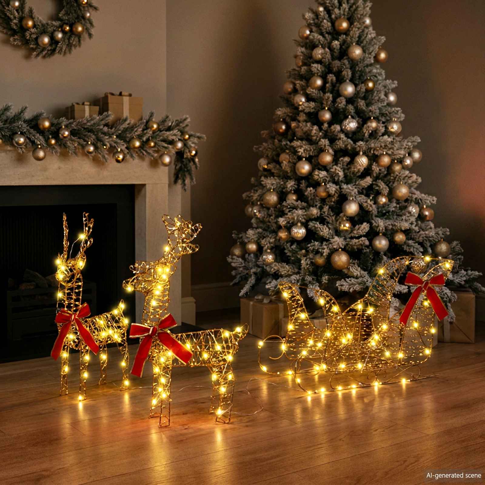 Elnių tempimo roges su 160 LED Šilta balta 30 x 12 x 55 cm PET