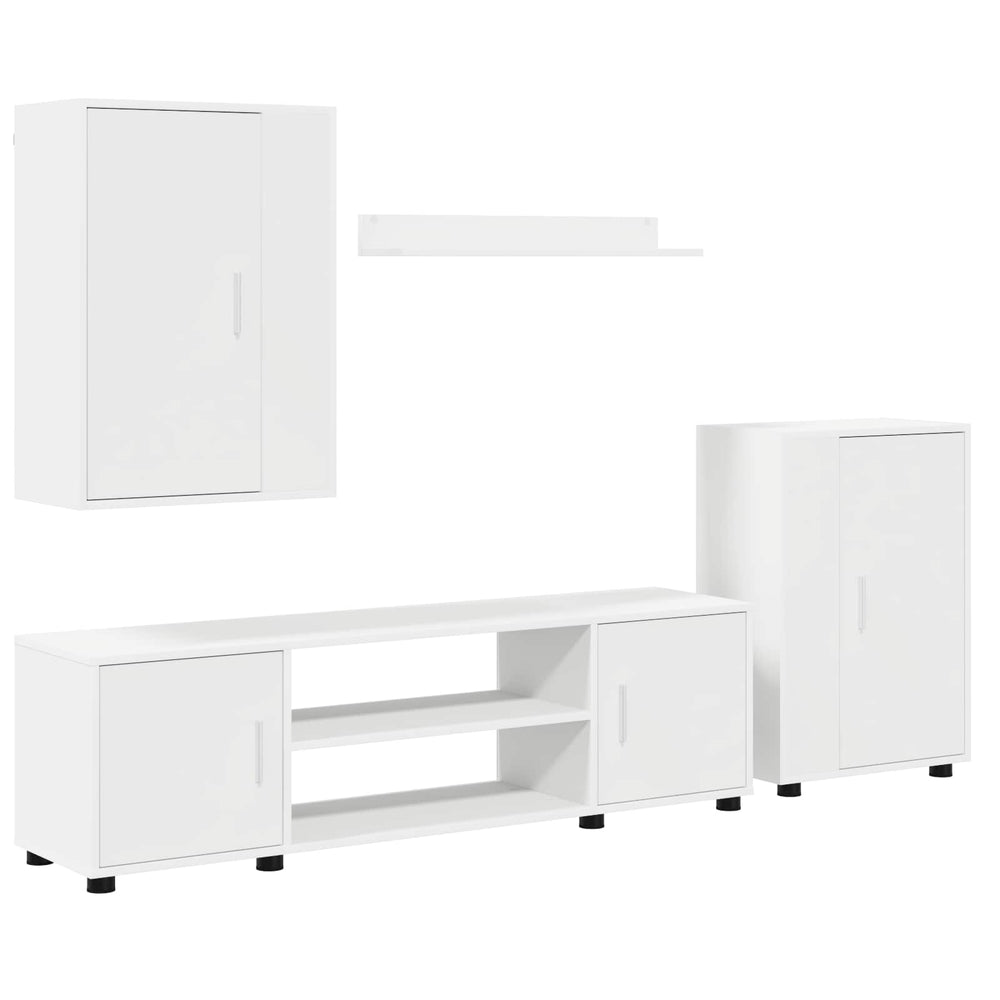 TV spintelių komplektas 4 pcs Balta Apdirbta mediena