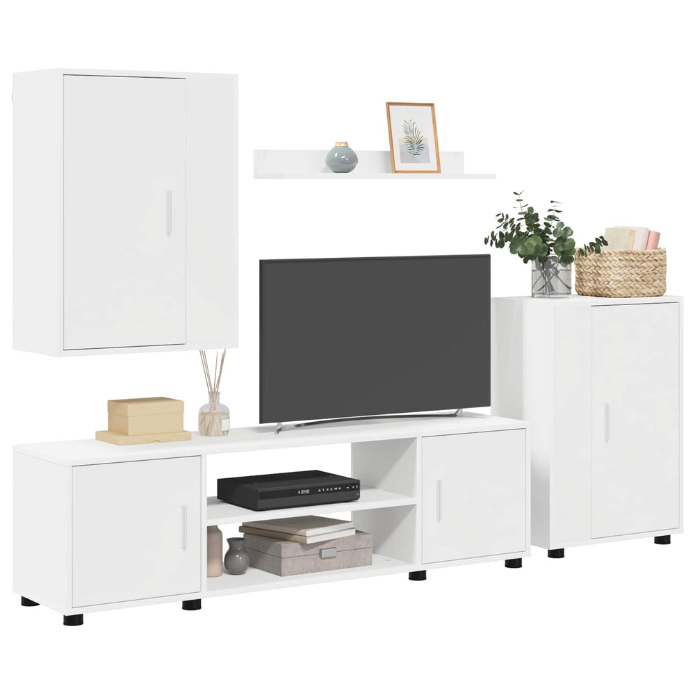 TV spintelių komplektas 4 pcs Balta Apdirbta mediena