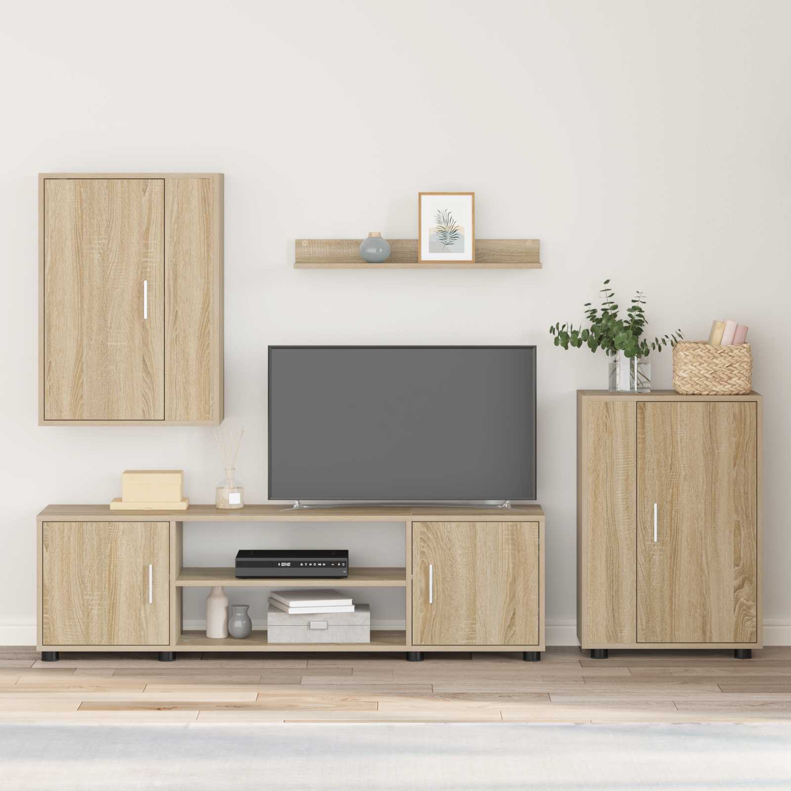 TV spintelių komplektas 4 pcs Sonoma ąžuolas Apdirbta mediena