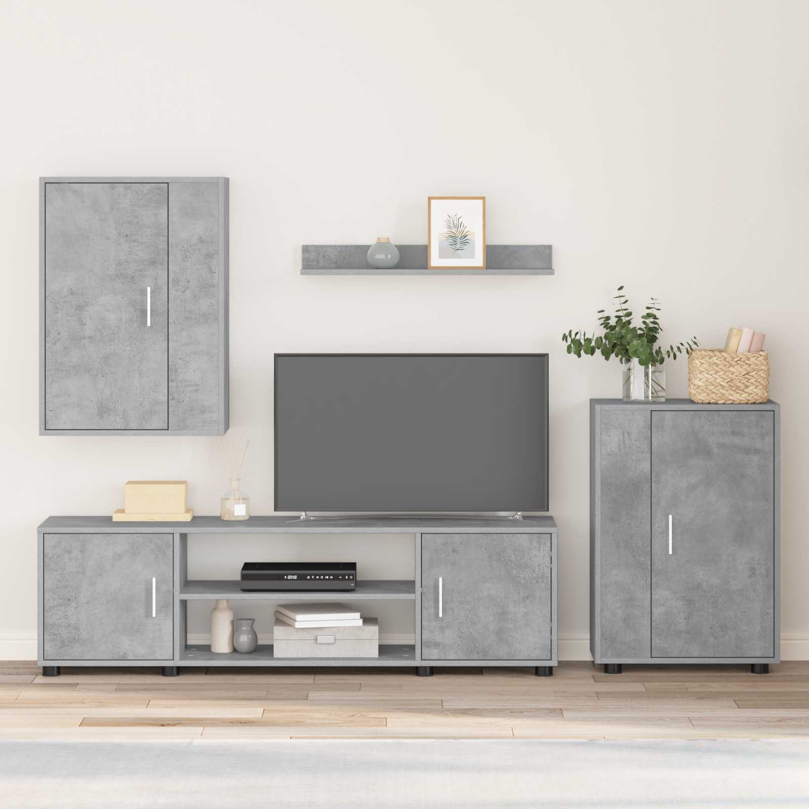 TV spintelių komplektas 4 pcs Betono pilka Apdirbta mediena