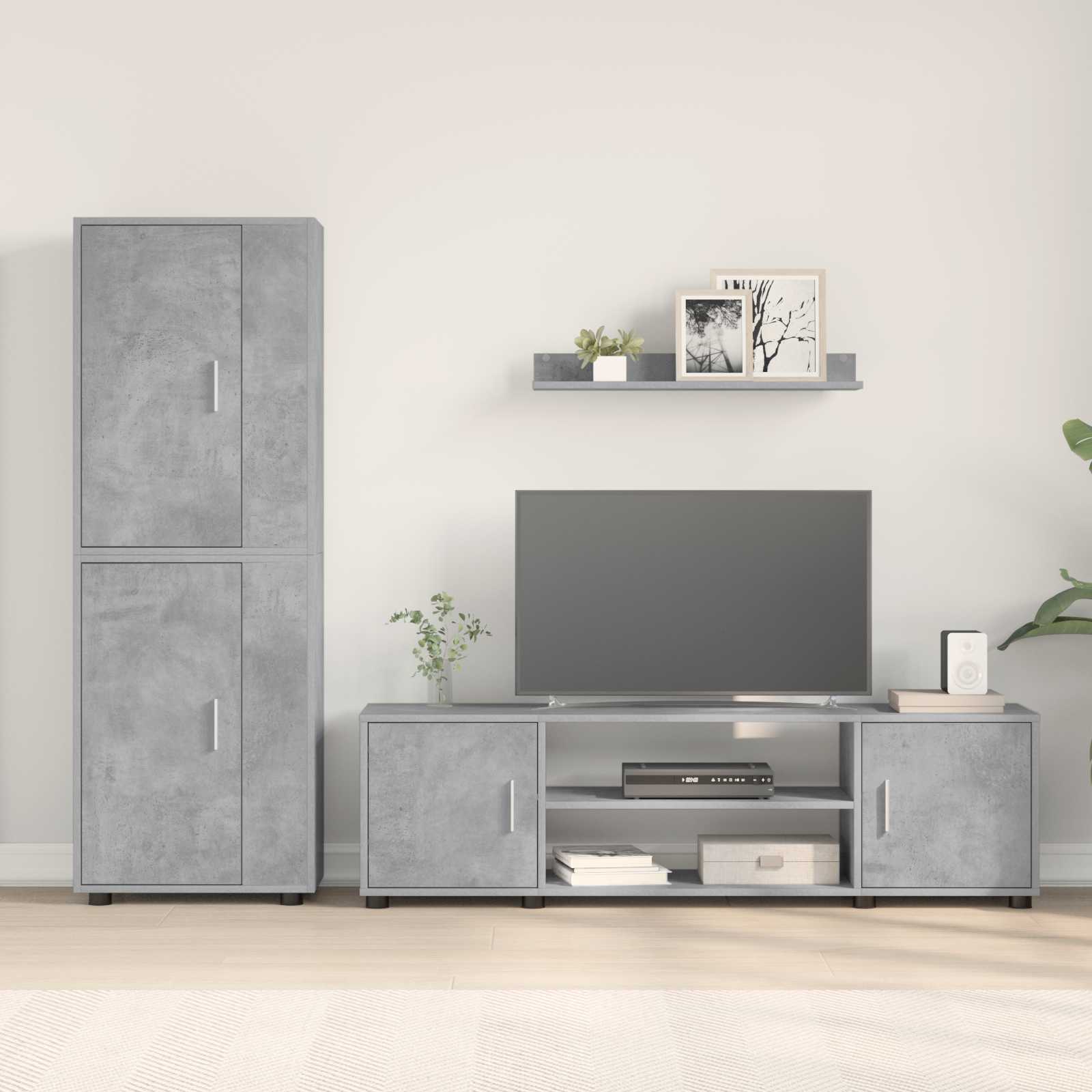 TV spintelių komplektas 4 pcs Betono pilka Apdirbta mediena