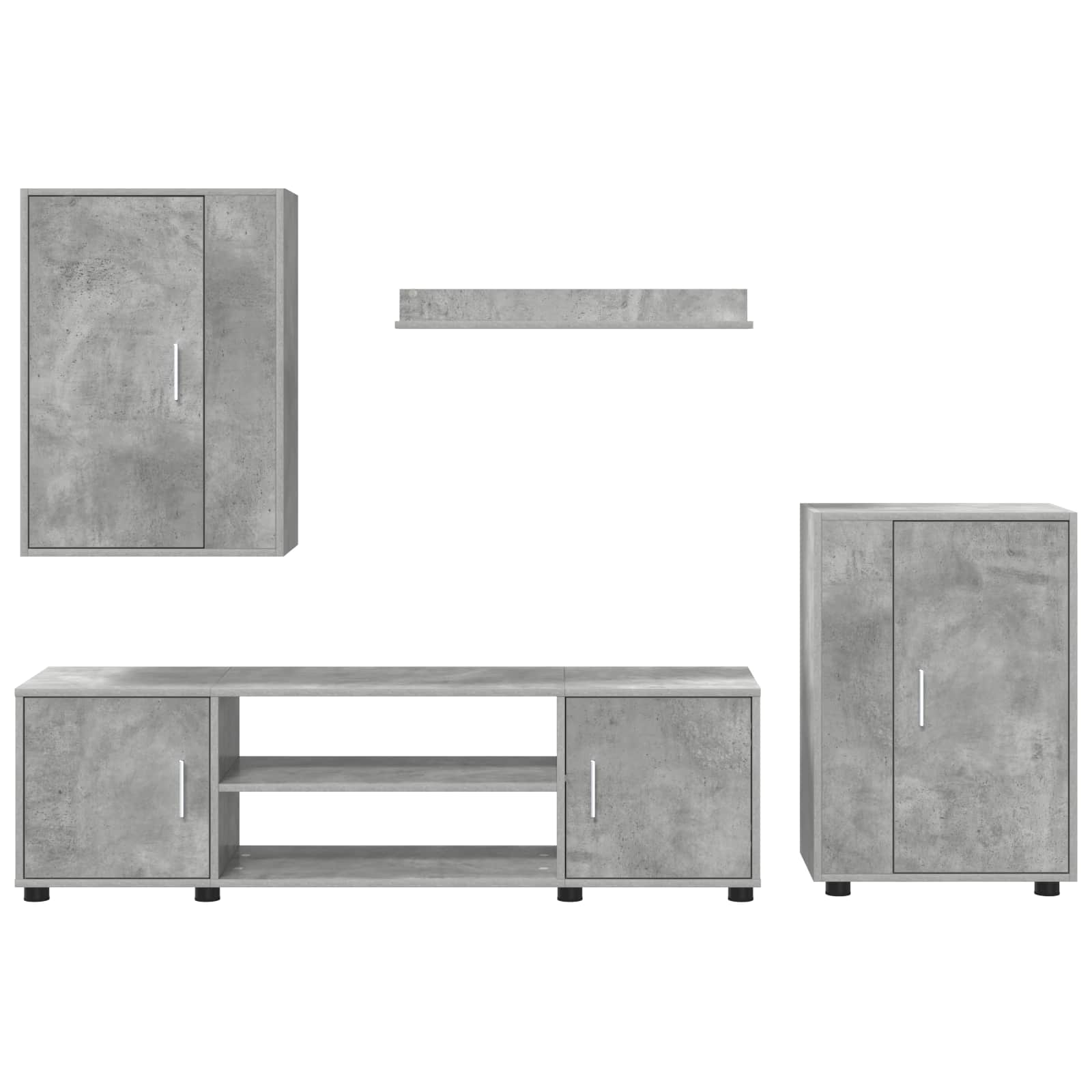 TV spintelių komplektas 4 pcs Betono pilka Apdirbta mediena
