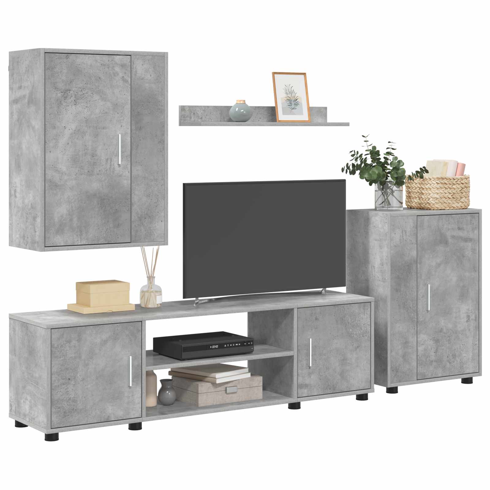 TV spintelių komplektas 4 pcs Betono pilka Apdirbta mediena