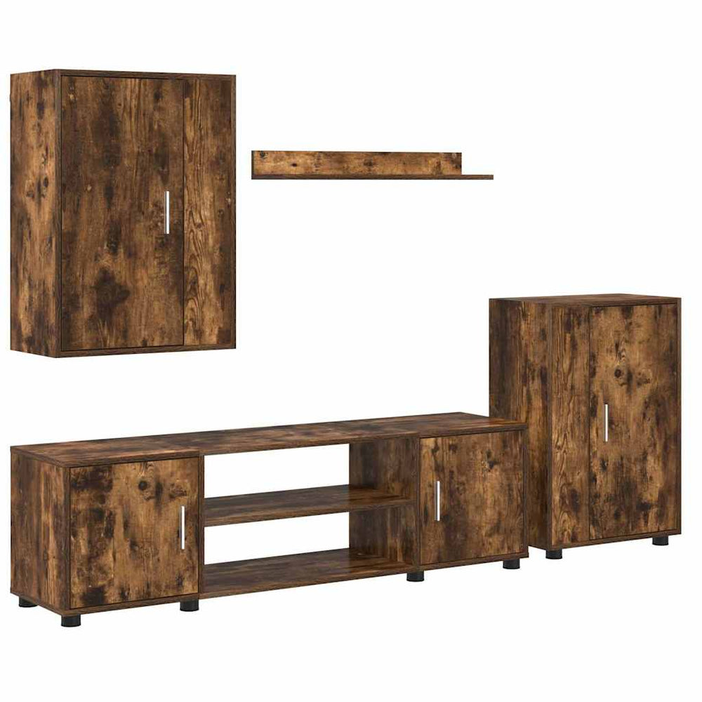 4 dalių TV spintelė rinkinys 4 pcs Kūdevinė ąžuolo